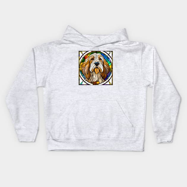 Stained Glass Otterhound Kids Hoodie by Doodle and Things